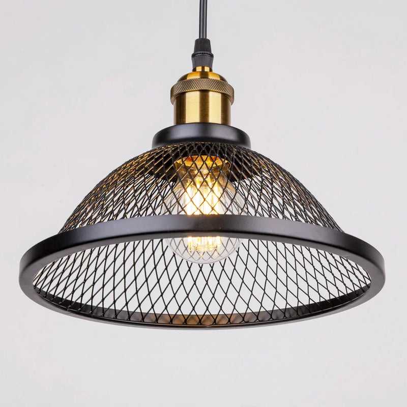 Afralia™ Black Iron Net-Cage Pendant Light Fixture for Kitchen, Bedroom, Living Room, Restaurant