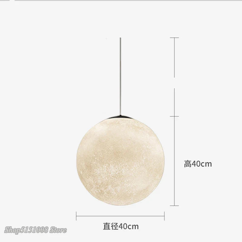 Afralia™ Nordic Moon Light Ball Pendant Lamp Resin Dining Coffee Living Room Design