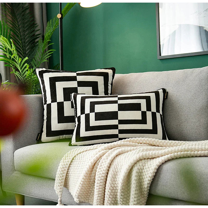 Afralia™ Geometric Maze Pattern Lumbar Pillow Case for Home Decor
