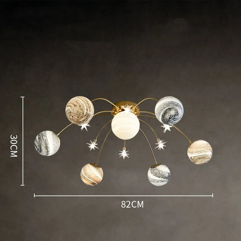 Afralia™ Glass Ball Planet Chandelier for Kids Room and Living Room