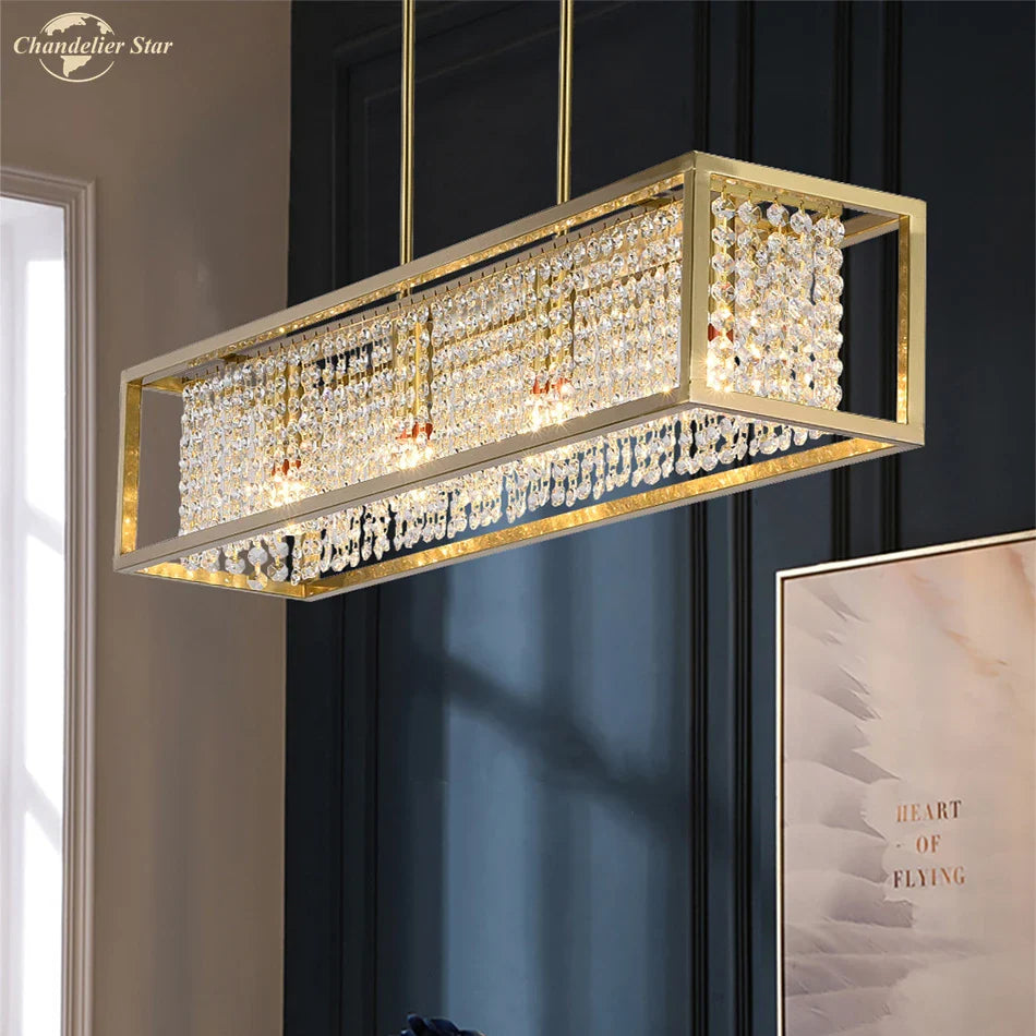 Afralia™ Crystal Rectangle Luxury Chandelier for Elegant Home Décor