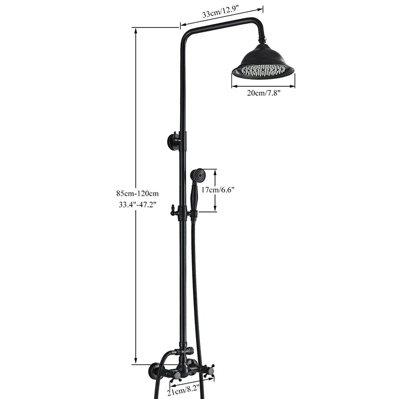 Afralia™ Dual Handle Black Shower Set Faucet with Rainfall Shower Mixer Tap