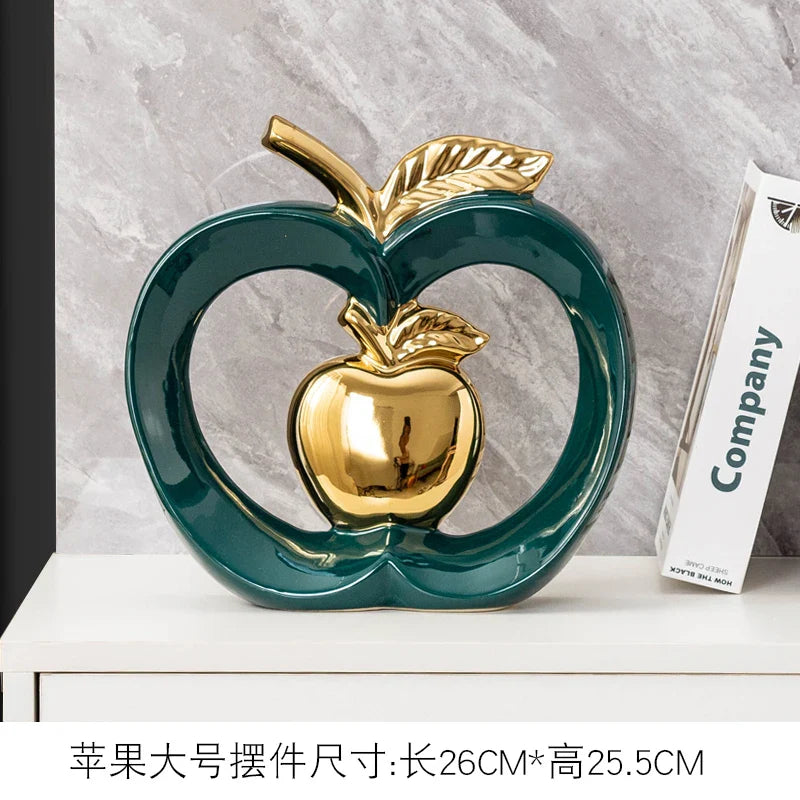Afralia™ Gold-plated Ceramic Apple Storage Box for Home Decor and Organization