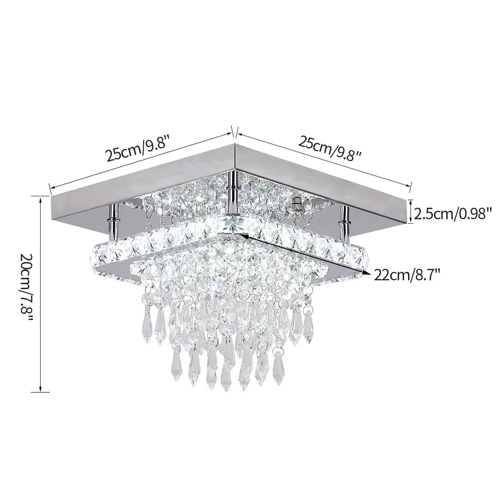 Afralia™ Crystal LED Ceiling Light Plafon Chandelier Stainless Steel Luminaria