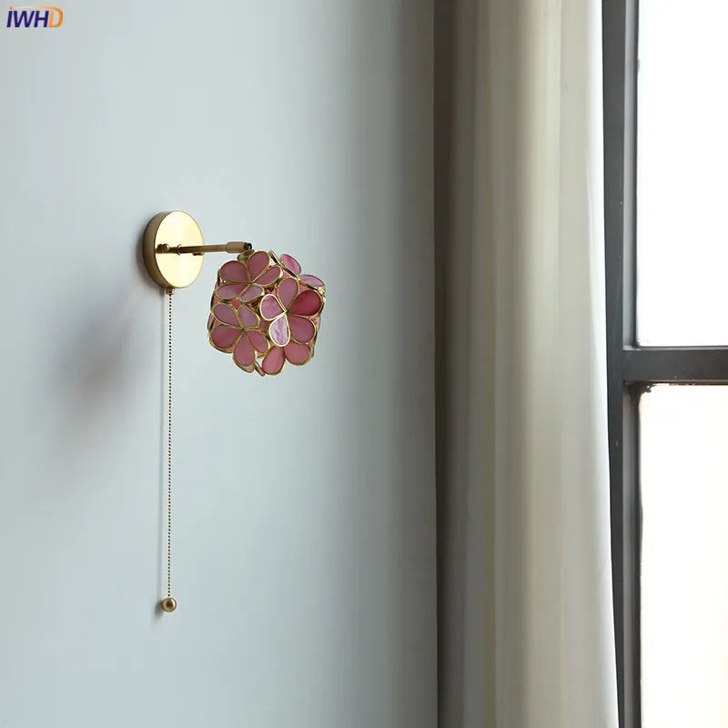 Afralia™ LED Petal Wall Sconce Modern Nordic Style Pull Chain Switch Stair Mirror Light