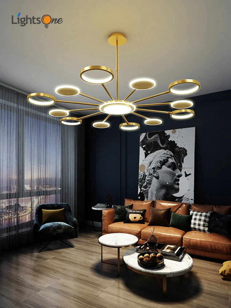 Afralia™ Nordic Minimalist Golden Living Room Chandelier - Luxury Molecular Lamps