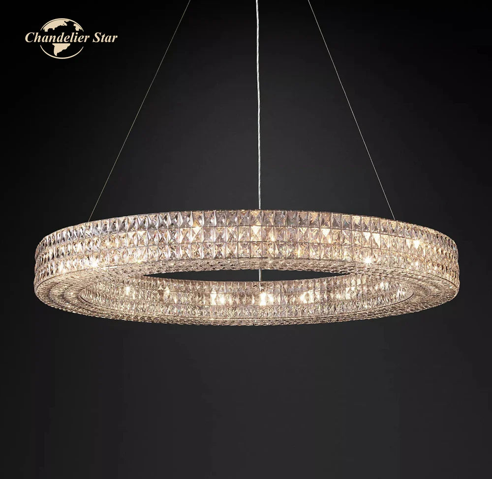 Afralia™ LED Halo Crystal Chandelier for Bedroom Living Dining Room Decor