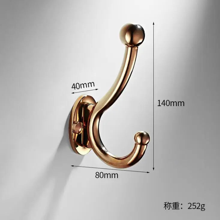Afralia™ Wall Mount Coat Hook Rack 5 Hooks Bathroom Hat Towel Hanger Rustproof Silver
