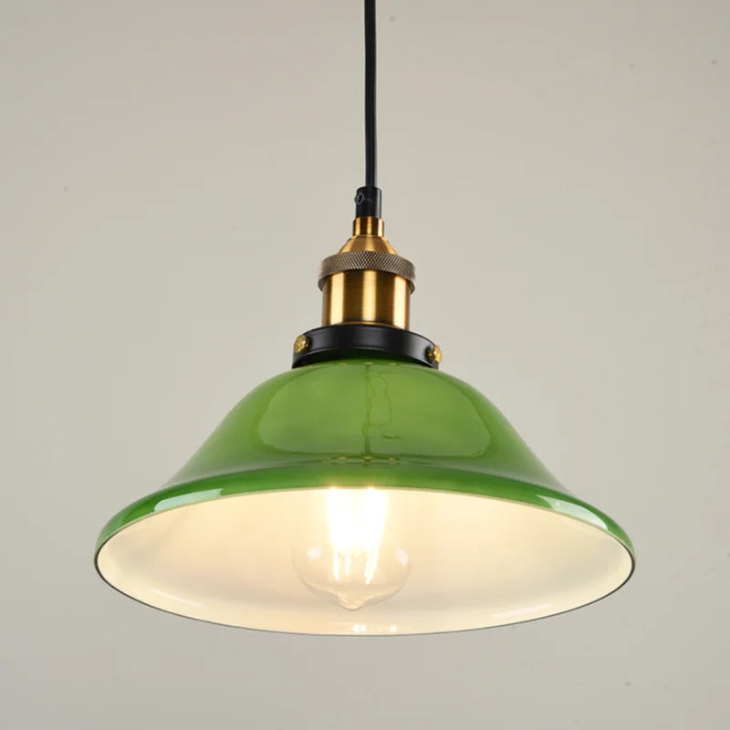 Afralia™ Green Glass Art Pendant Lamp: Nostalgic Industrial Style for Restaurant, Bar, and Coffee Shop