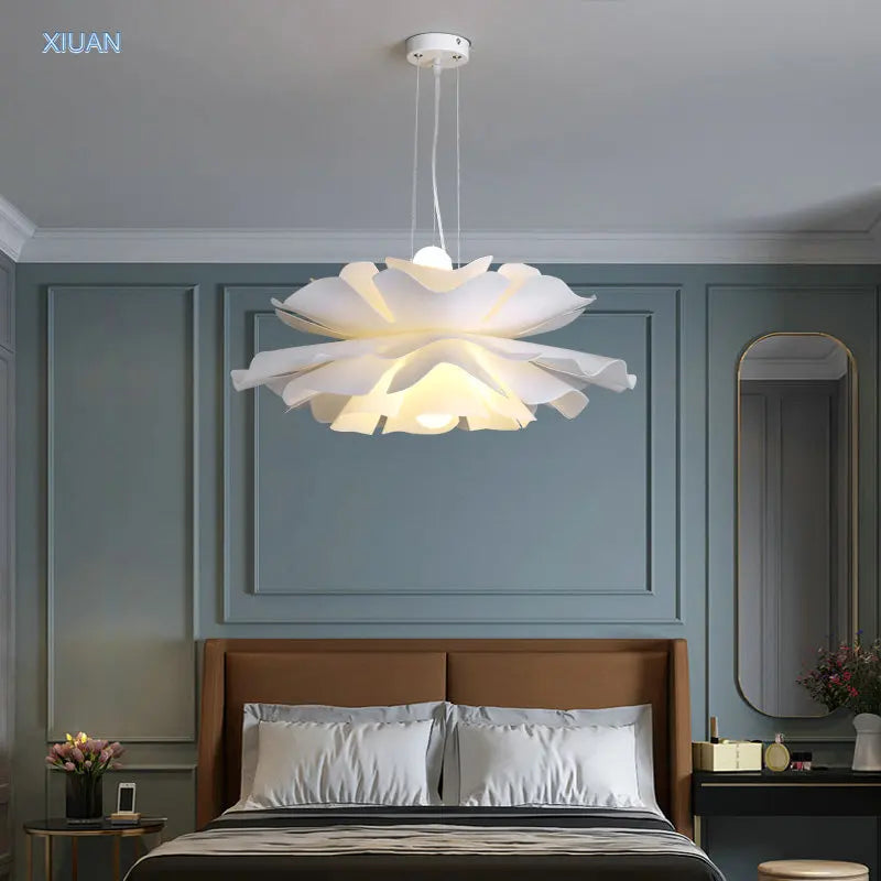 Afralia™ White Flower Pendant Lamp Acrylic Lampshade for Living Room