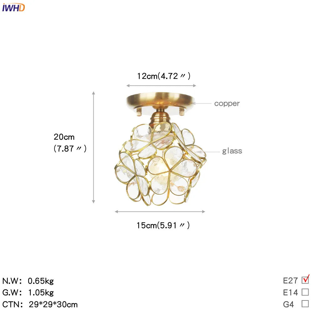 Afralia™ White Glass LED Ceiling Light Fixture Modern Copper Ceiling Lamp