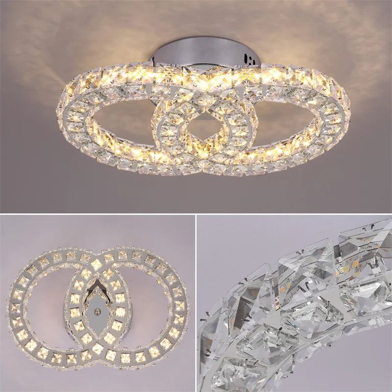 Afralia™ Modern K9 Crystal LED Ceiling Light Chandelier for Living Room, Bedroom, Home Decor