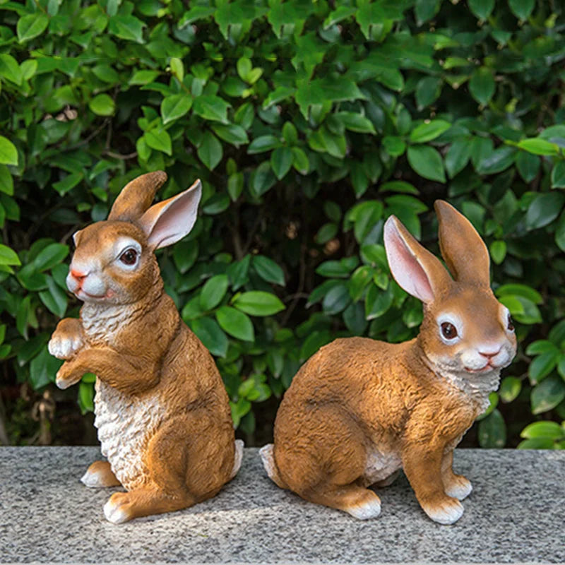 Afralia™ Resin Rabbit Garden Sculpture décor for Outdoor Patio and Home Landscape
