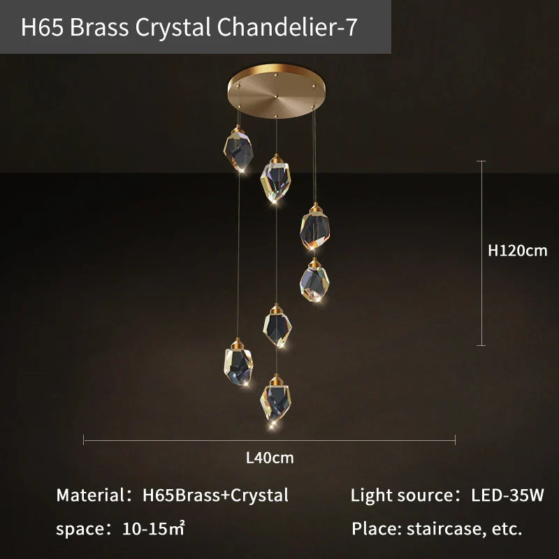 Afralia™ Crystal Diamond Chandelier for Duplex Building Stairwell Loft Pendant Lighting