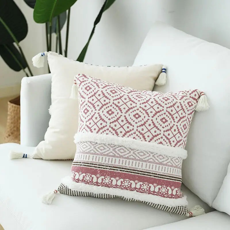 Afralia™ Moroccan Style Tassel Cushion Cover for Home Sofa Bed 45x45cm