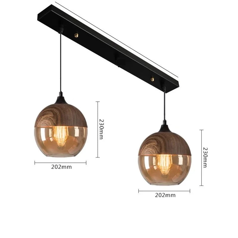 Afralia™ Nordic Wood Color LED Glass Pendant Lights for Dinning Room, Bedroom, Cafe - Modern Hanging Lamp