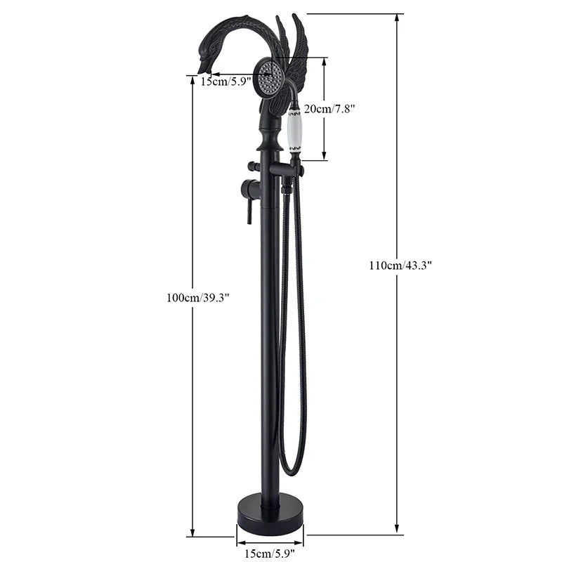 Afralia™ Matte Black Tub Faucet with Handheld Shower and Single Handle Mixer
