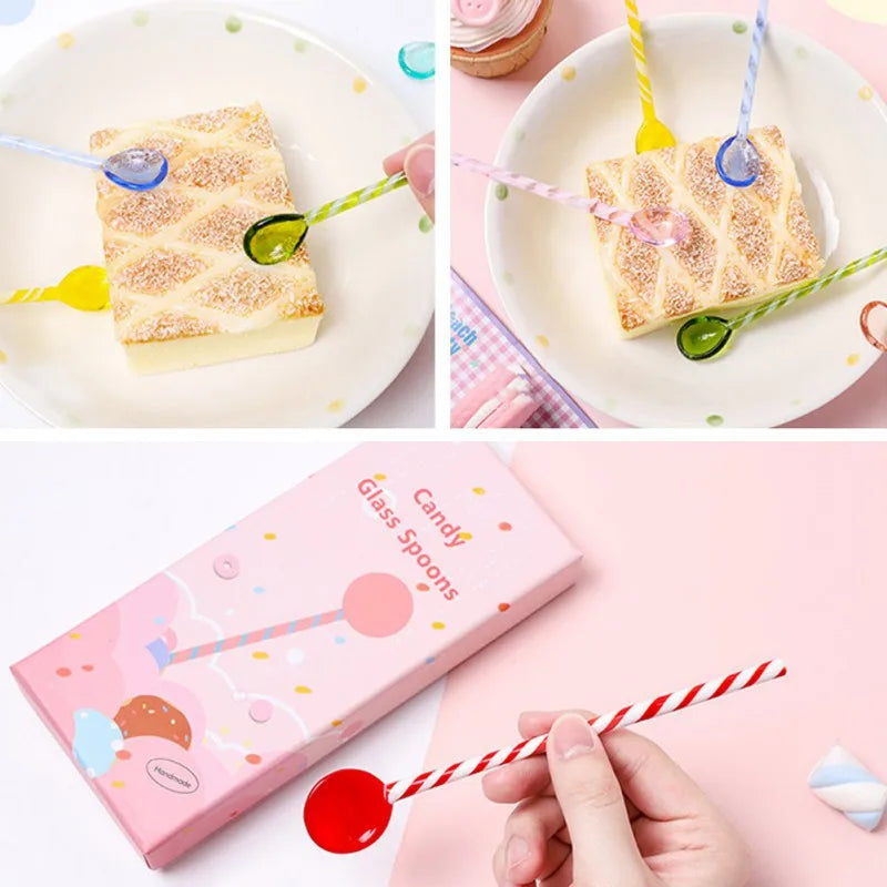 Afralia™ Colorful Glass Stirring Spoon: Cute Long-handle Stirrer for Coffee & Juice