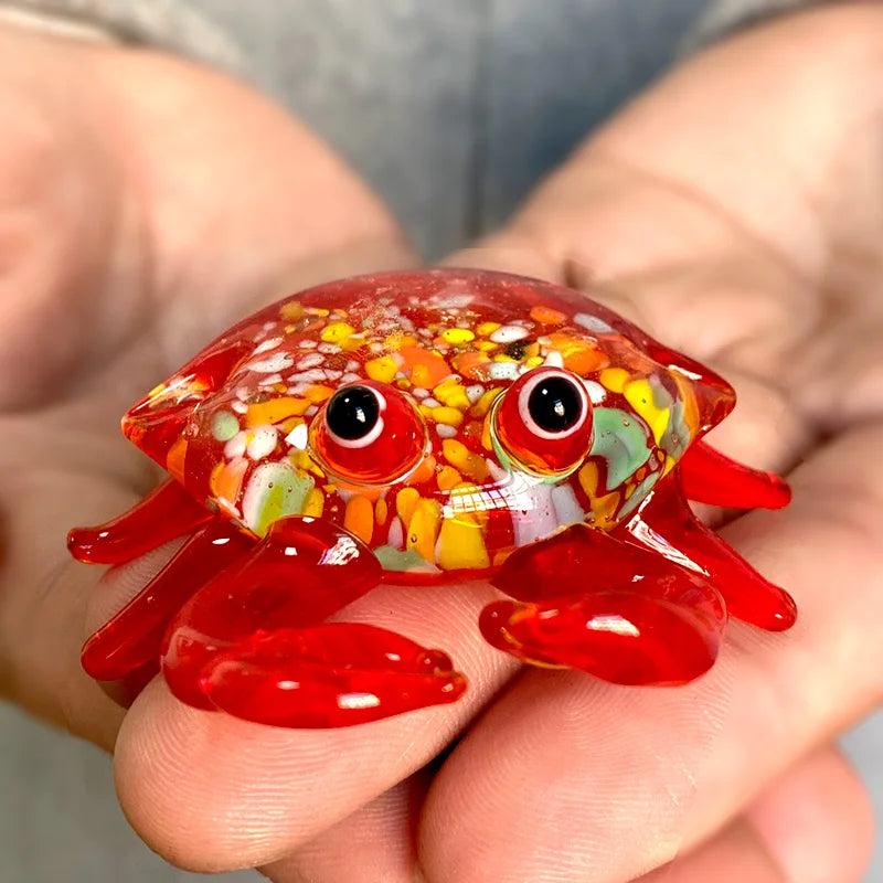 Afralia™ Crab Glass Figurines: Handblown Art Animals Collectible Sculpture Ornaments