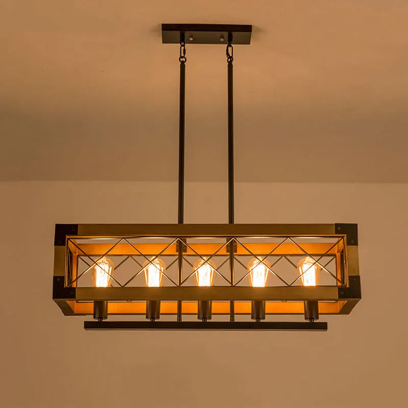 Afralia™ Wood Chandelier: Industrial Lighting Fixture for Living Room, Restaurant, Dining Room