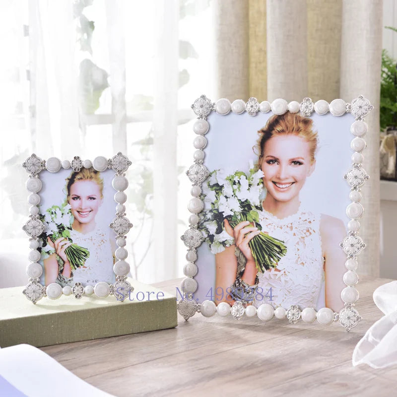 Afralia™ Retro Metal Gem Photo Frame: Handmade Wedding Desktop Decor for Picture Display