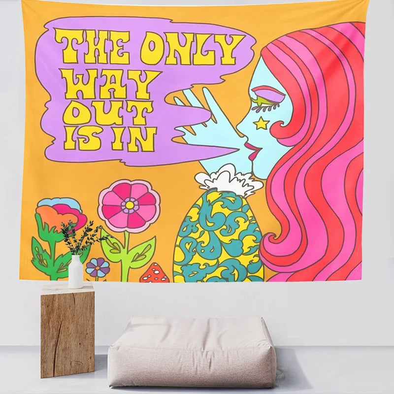 Afralia™ Retro Hippie Tapestry: Trippy Psychedelic Wall Decor for Girls Dorm