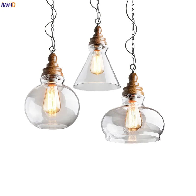 Afralia™ Glass LED Pendant Lights | Industrial Vintage Edison Hanging Lamp
