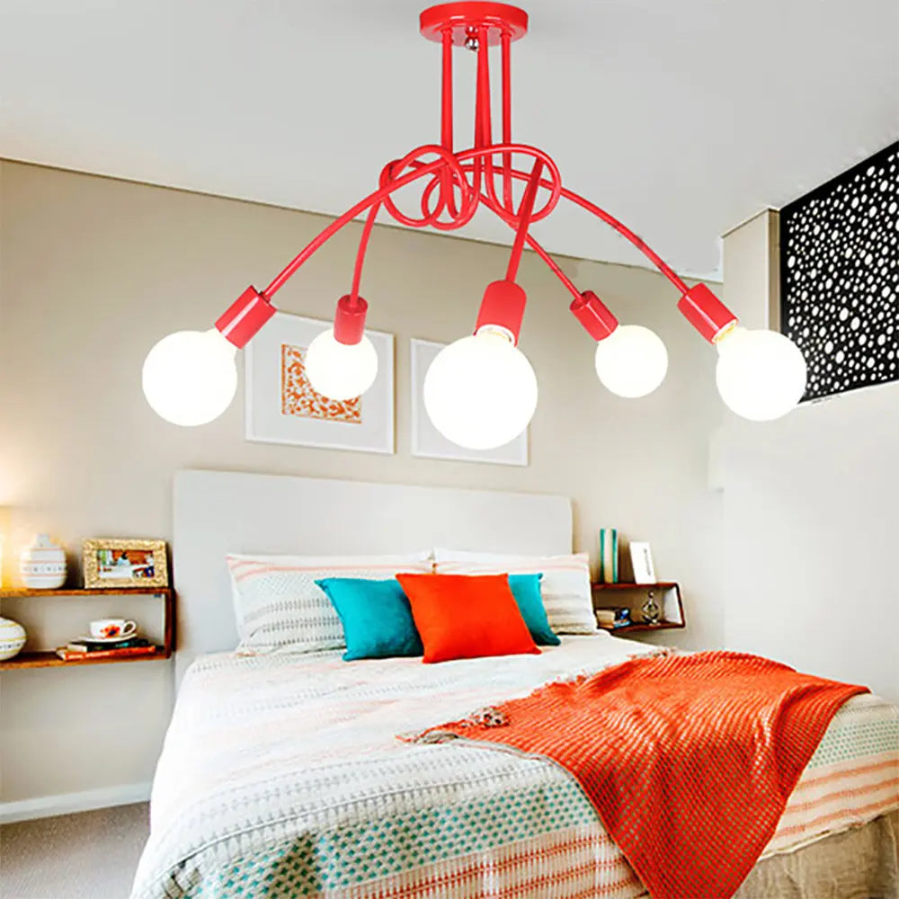 Afralia™ Modern Iron Ceiling Chandelier: 3/5 Sockets Lights for Living Room & Bedroom