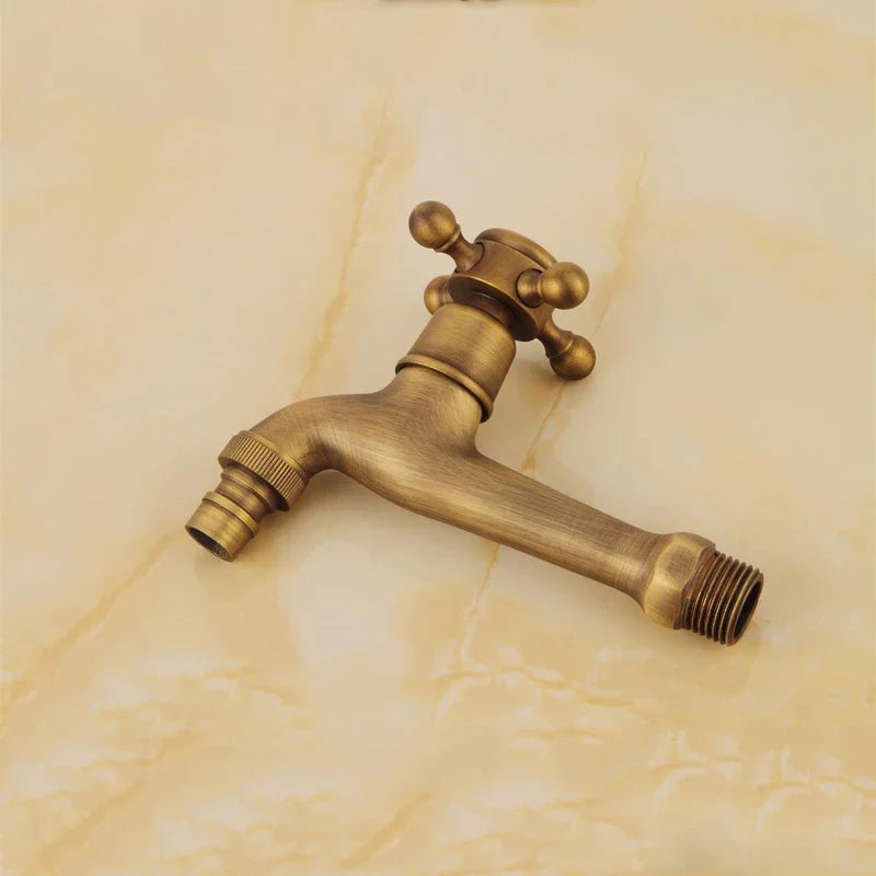 Afralia™ Antique Brass Wall Mount Bibcock Garden Faucet Small Pool Tap