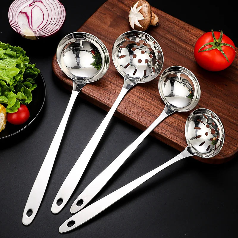 Afralia™ Stainless Steel Long Handle Soup Ladle Colander Tableware for Home Utensils