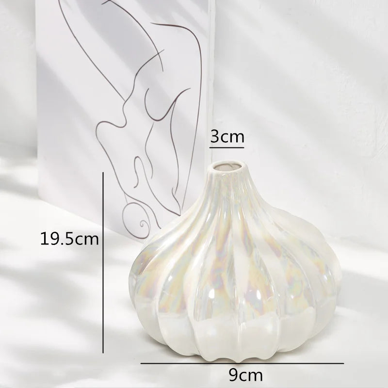 Afralia™ Ceramic Shell Vase - White Gloss - Abstract Irregular Design for Home Decor