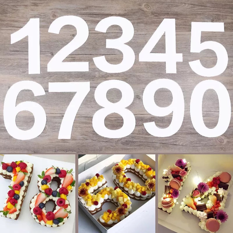 Afralia™ Numbers Cake Mold Set Cake Decorating Tools Birthday Baking Mold Sizes 4-14inch