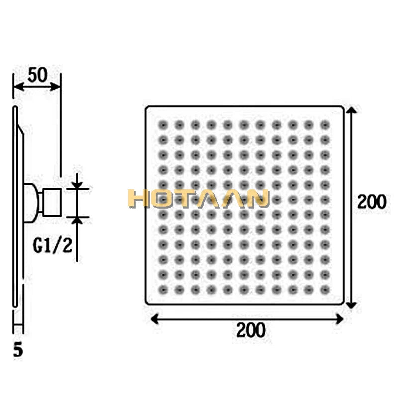 Afralia™ Black Plated Stainless Steel Square Rain Shower Head