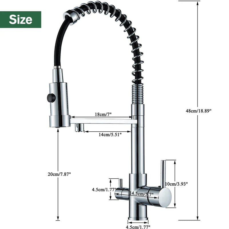 Afralia™ Black 3 Way Drinking Water Filter Faucet: Brass, 360° Flexible, Purification Tap