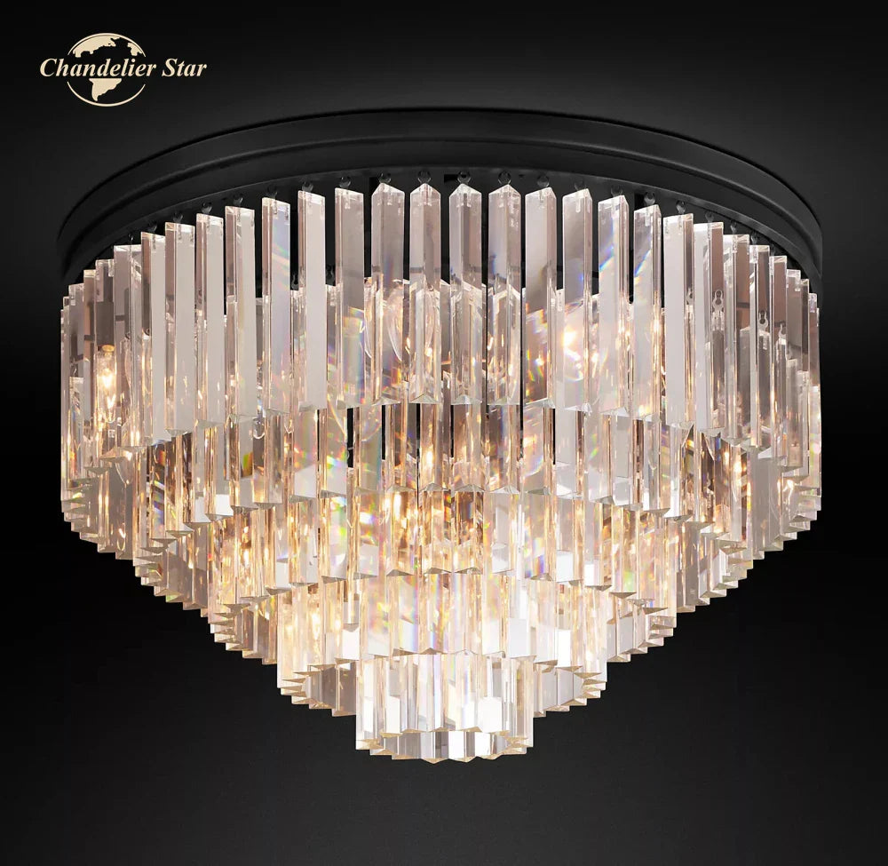 Afralia™ Crystal Flushmount Chandelier - Modern Ceiling Light for Living Room