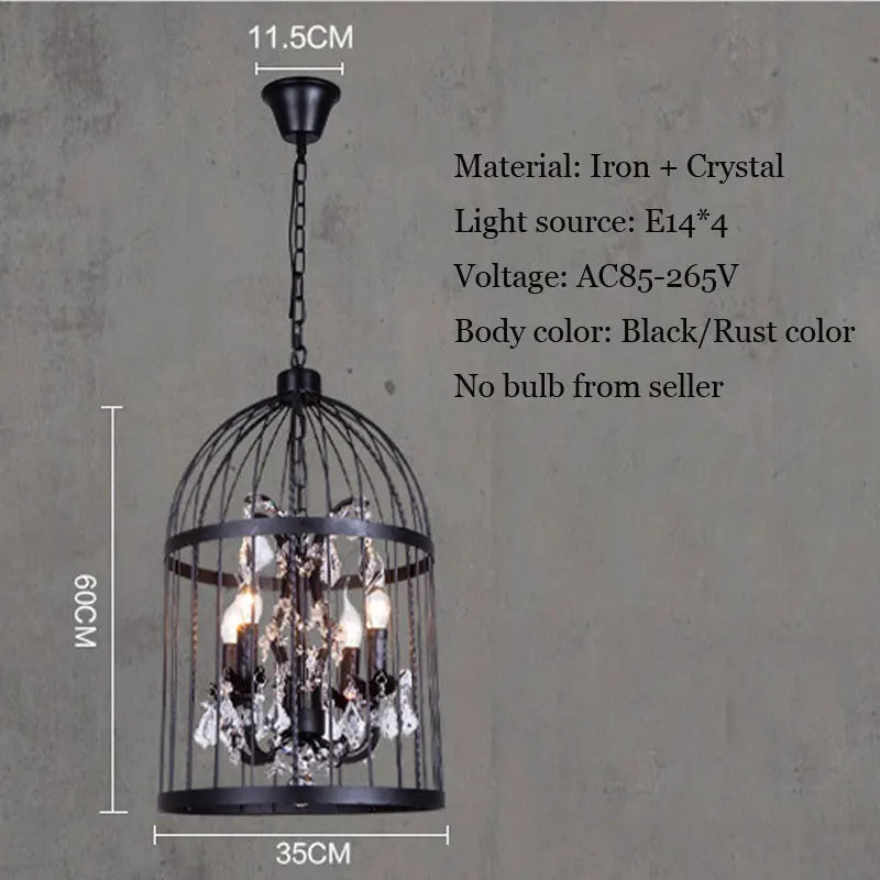 Afralia™ Crystal Bird Cage Chandelier: Elegant Ceiling Light for Home, Restaurant, and Bar