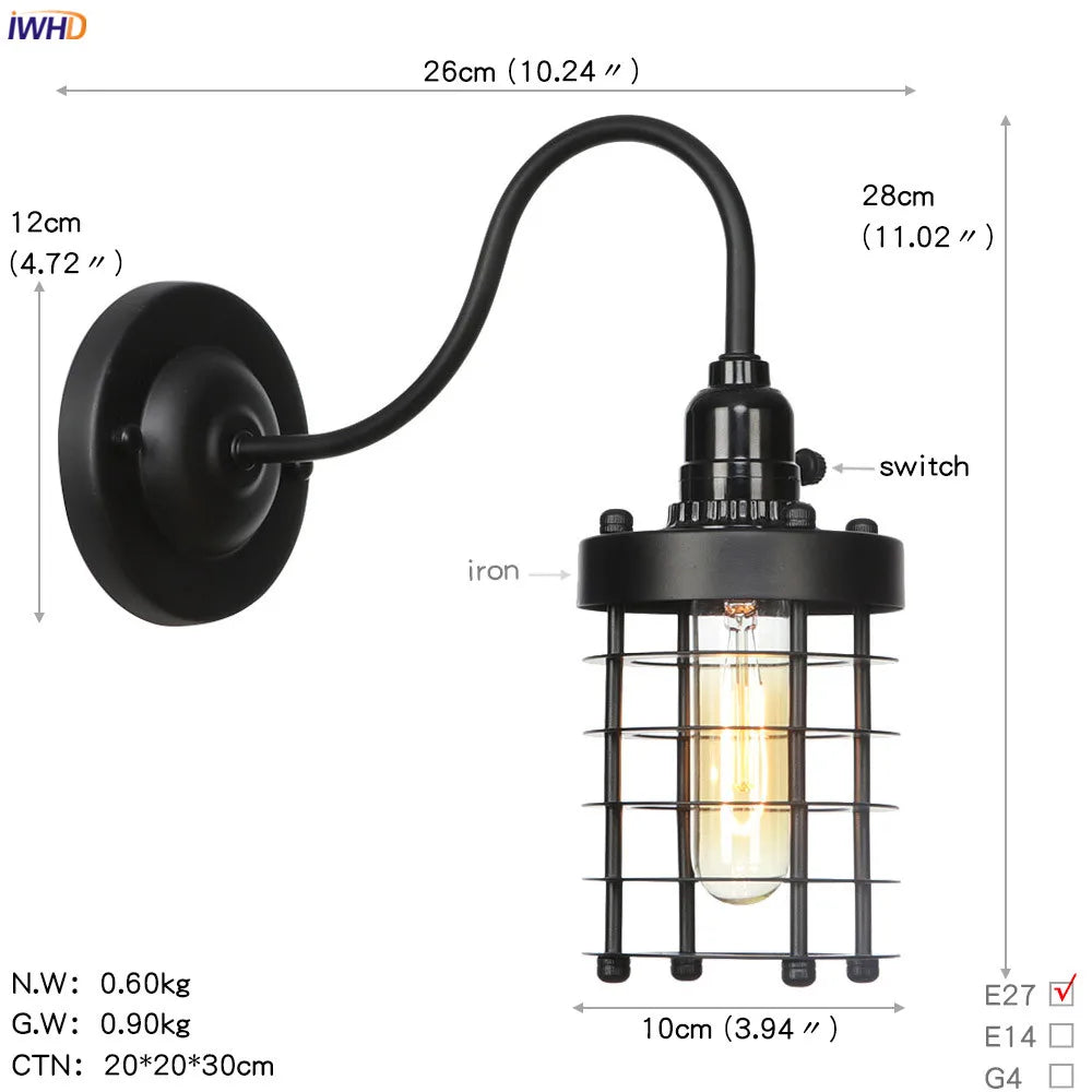 Afralia™ Vintage Industrial Wall Lamp Sconce LED - White Antique Loft Stair Bedroom