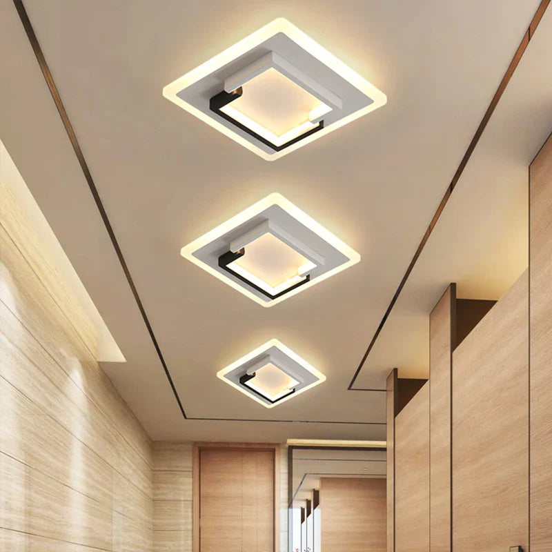 Afralia™ Modern Black & White LED Ceiling Lamp for Corridor, Hallway, Kitchen - Luster Lighting