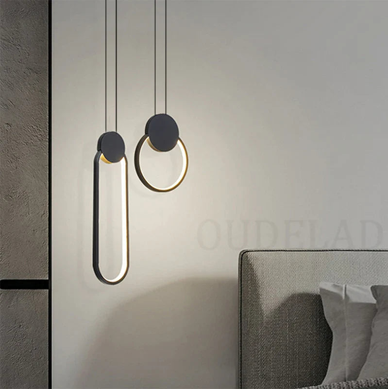 Afralia™ Black Ring Pendant Lamp: Minimalist Nordic Design, Dimmable LED, Long Wire