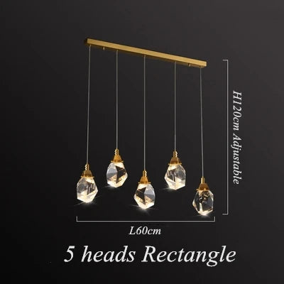 Afralia™ Diamond Crystal LED Chandelier, Brass Ceiling Pendant Light for Dining Room