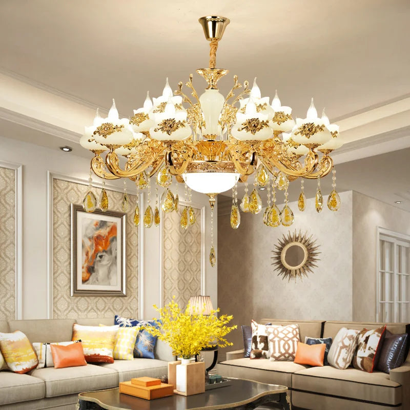 Afralia™ Gold Crystal LED Chandelier: Elegant Lighting for Living Room, Hotel, or Villa Hall