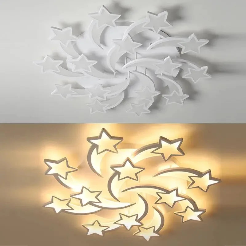 Afralia™ Modern Star LED Chandelier Lights With Remote Control for Home Indoor Lighting