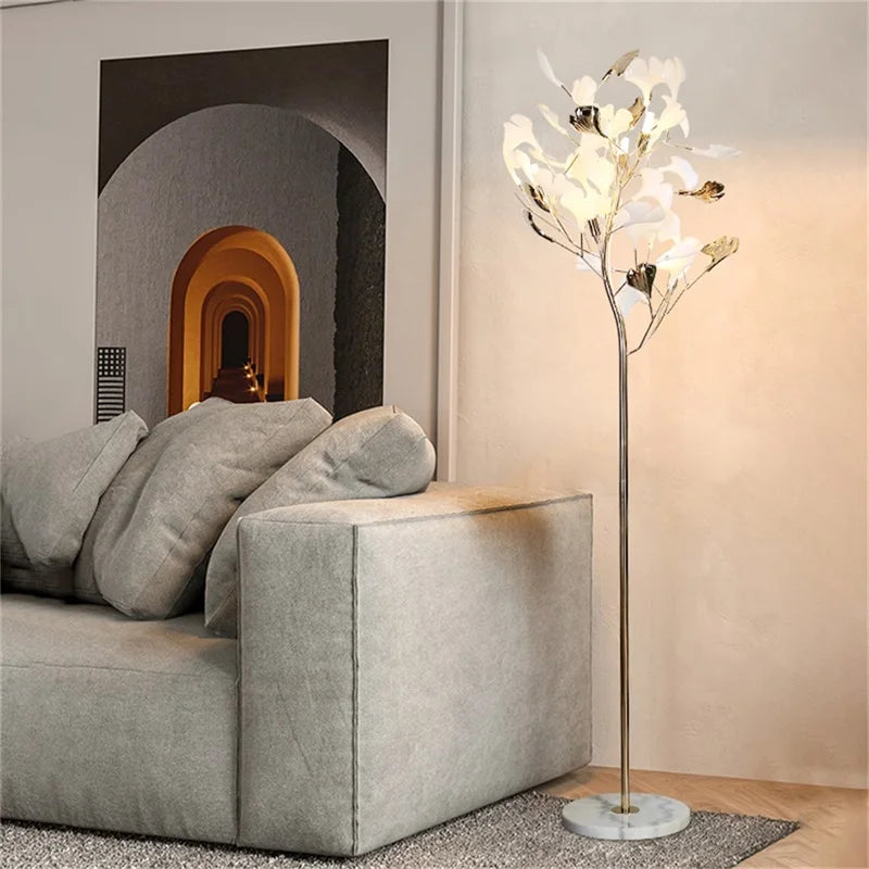 Afralia™ Ginkgo Flower Floor Lamp - Modern LED Decor for Home Living Room