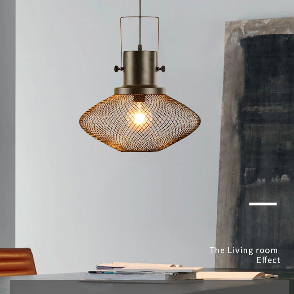 Afralia™ Cage Pendant Light: Nordic LED Minimalist Industrial Dining Lamp