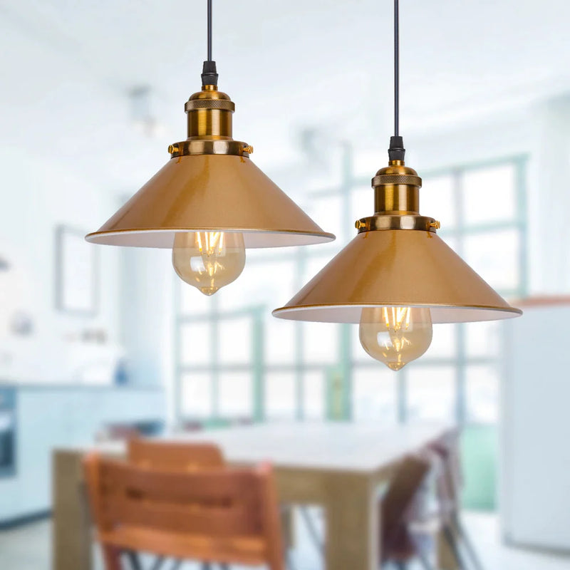 Afralia™ Gold Vintage Industrial Pendant Lamp for Modern Restaurant Living Room