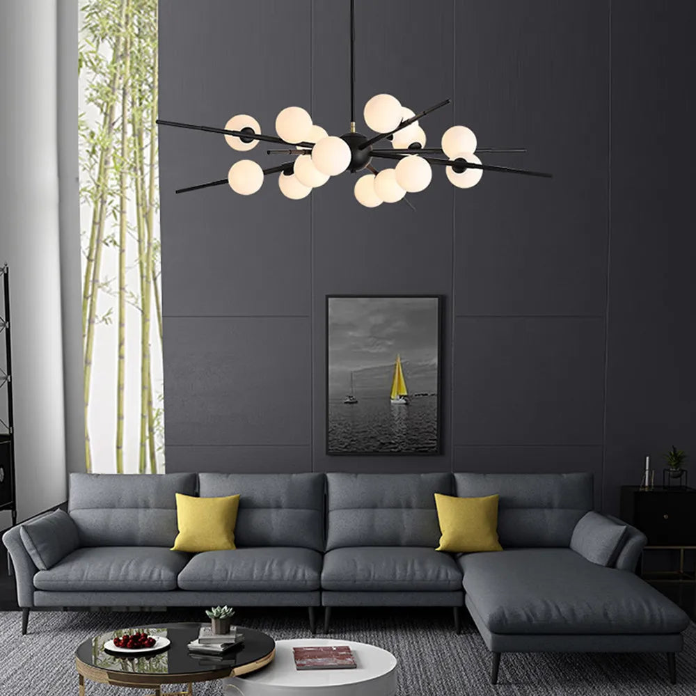 Afralia™ Nordic Glass Chandelier Sputnik Luxury Designer LED Lighting for Home Decor