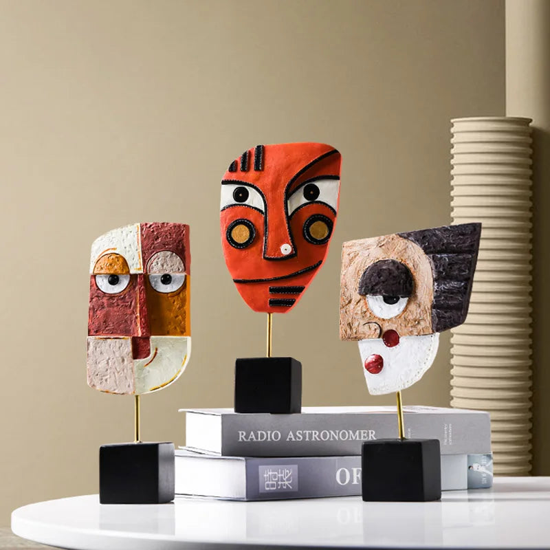 Afralia™ Resin Face Art Abstract Tabletop Figurines Home Decoration Ornament