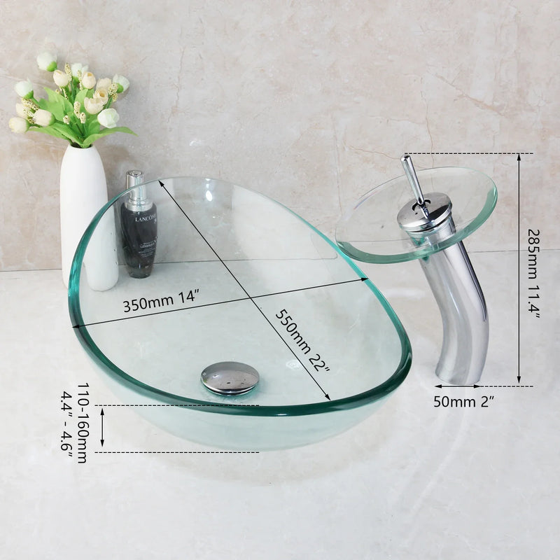 Afralia™ Glass Waterfall Tap Hand-Painted Basin Mixer Faucet Chrome Lavatory Sink