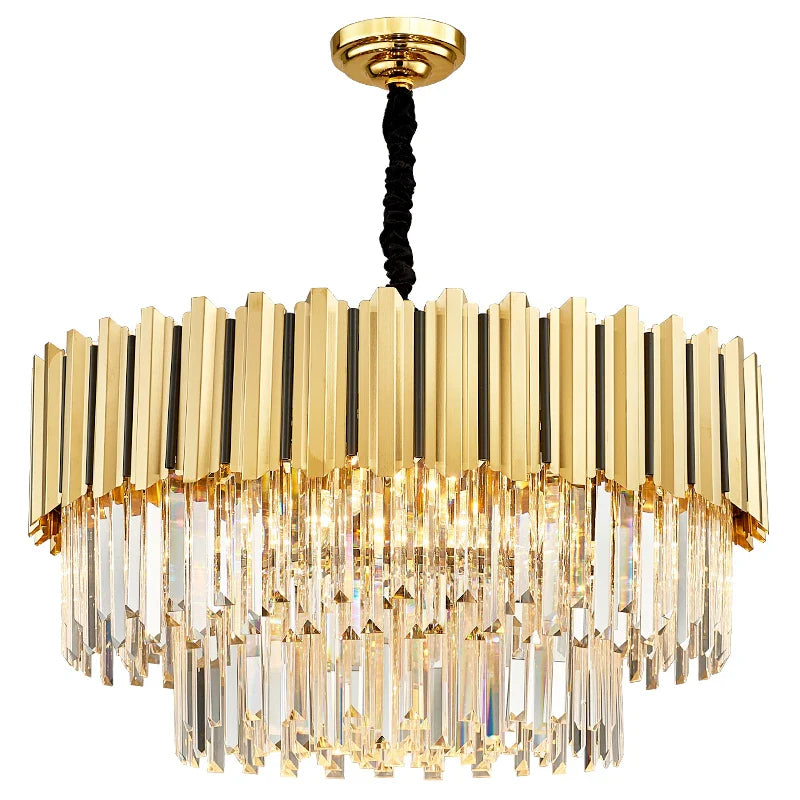 Afralia™ Modern Crystal Chandelier LED Light for Living Room Hotel Restaurant Bedroom