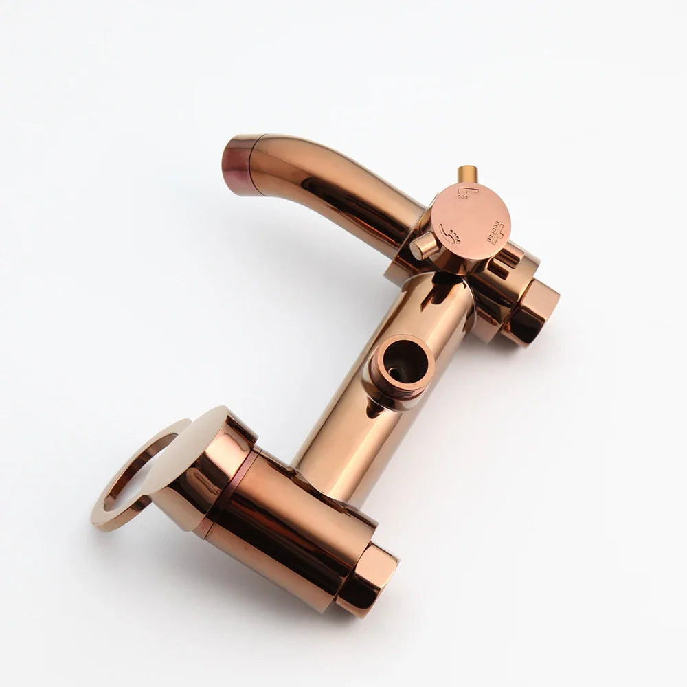 Afralia™ Rose Gold Brass Shower Faucet Set with Hand Shower - Luxury Bathroom Mixer